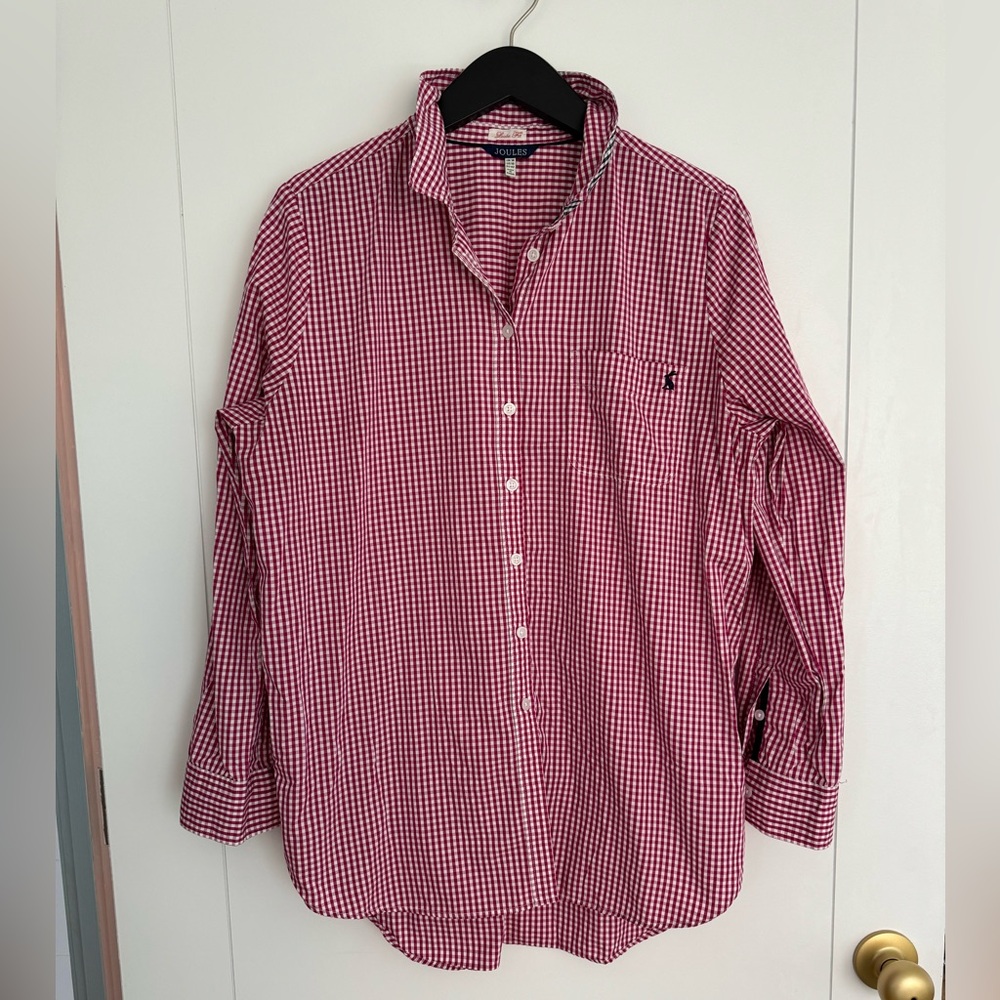 Joules hot pink gingham button down size US 10